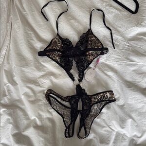 Black and Leopard Lace Bodysuit